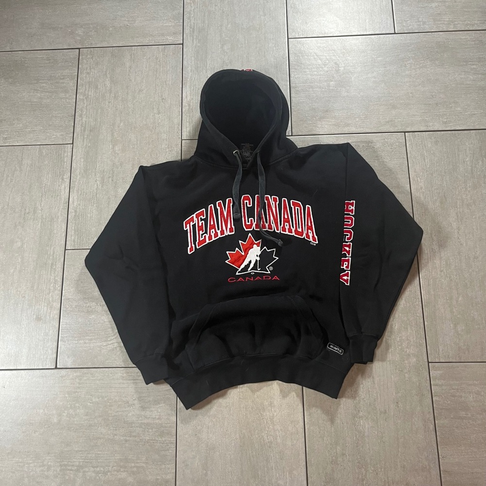 Waves Team Canada Hockey Hoodie Black Embroidered Mens Size Medium 1095